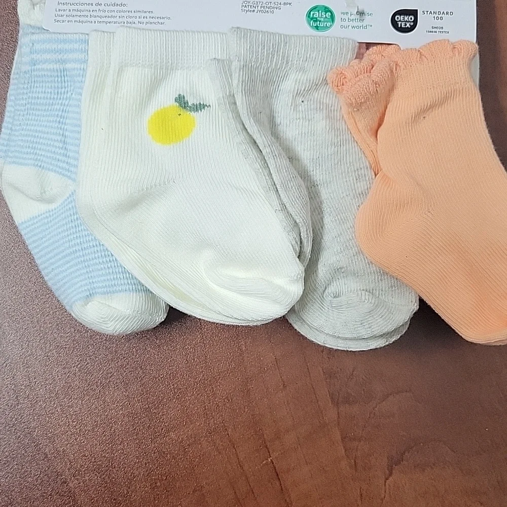 Carter's Blue Lemon Print Romper with Colorful Socks 6 Months